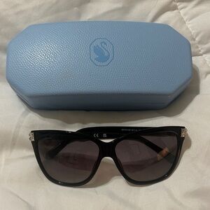NIB! Swarovski Black Sunglasses with crystals and Silver Accents